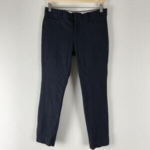 Banana Republic Sloan Polka Dot Crop Pants Womens 4 Black Classic Preppy